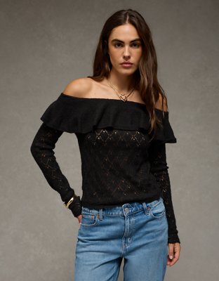 AE Ruffle Off-The-Shoulder Sweater