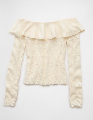 AE Ruffle Off-The-Shoulder Sweater