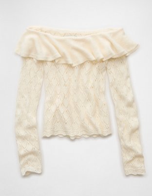 AE Ruffle Off-The-Shoulder Sweater