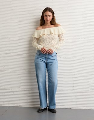 AE Ruffle Off-The-Shoulder Sweater