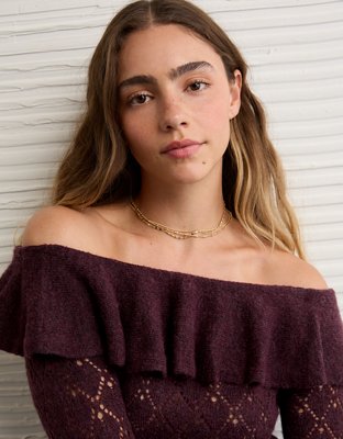 AE Ruffle Off-The-Shoulder Sweater