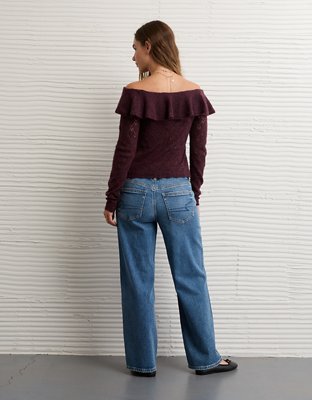 AE Ruffle Off-The-Shoulder Sweater 