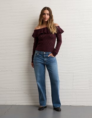 AE Ruffle Off-The-Shoulder Sweater
