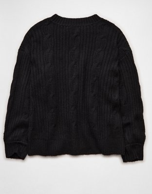 AE Whoa So Soft Notch Neck Cable Sweater
