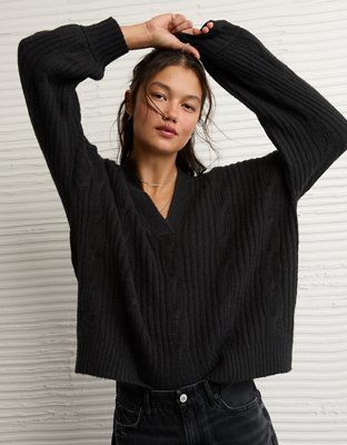 AE Whoa So Soft Notch Neck Cable Sweater