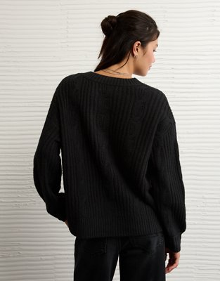 AE Whoa So Soft Notch Neck Cable Sweater