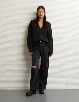 AE Whoa So Soft Notch Neck Cable Sweater