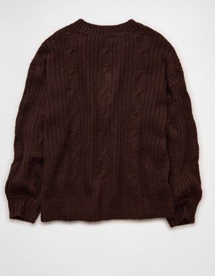 AE Whoa So Soft Notch Neck Cable Sweater