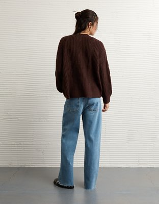 AE Whoa So Soft Notch Neck Cable Sweater