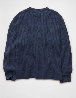 ☆ジーナシス☆eL+1 3G big cable pullover red Babysoft Cable Knit V