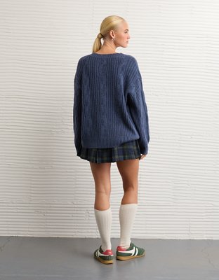 AE Whoa So Soft Notch Neck Cable Sweater