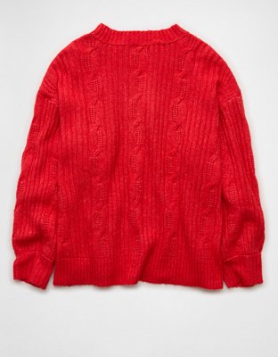 AE Whoa So Soft Notch Neck Cable Sweater