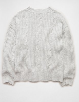 AE Whoa So Soft Notch Neck Cable Sweater
