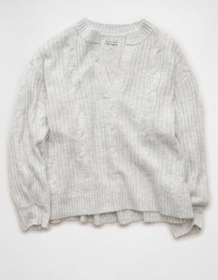 AE Whoa So Soft Notch Neck Cable Sweater