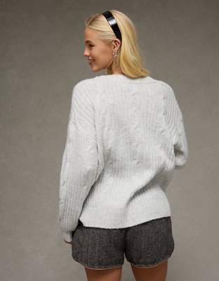 AE Whoa So Soft Notch Neck Cable Sweater