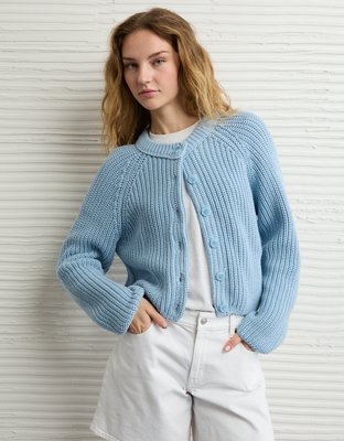 AE Cropped Raglan Cardigan Sweater | American Eagle