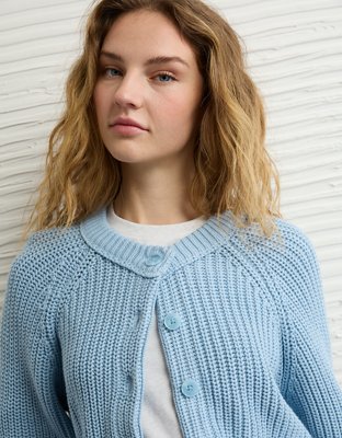 AE Cropped Raglan Cardigan Sweater | American Eagle