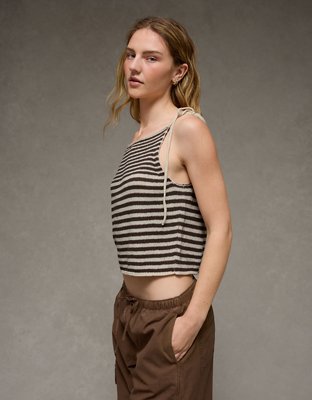 CLANE PILE FLARE TANK TOPS ブラウン サイズ1 Women's Cotton Cashmere Crewneck Tank | NAKEDCASHMERE