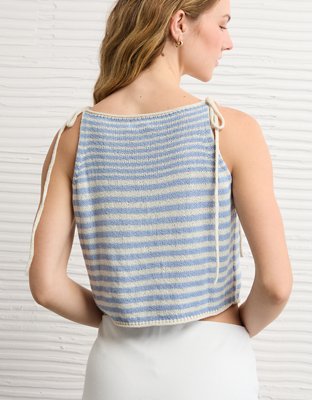 AE Tie-Strap Cropped Sweater Tank Top