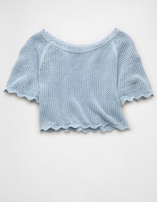 AE Off-the-Shoulder Crochet Tee