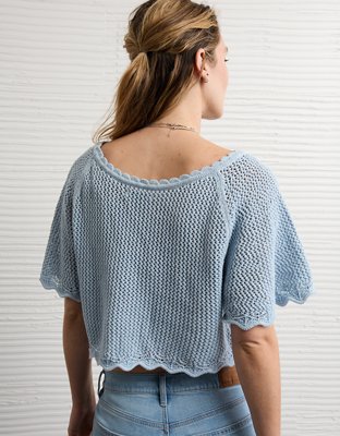 AE Off-the-Shoulder Crochet Tee