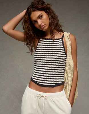 AE Pointelle Trim Sweater Tank