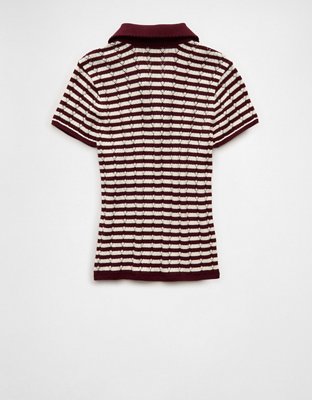 AE Short-Sleeve Pointelle Sweater Polo