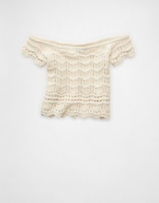 AE Off-the-Shoulder Cropped Sweater Tee