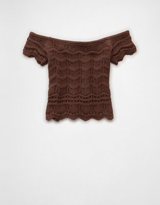 AE Off-the-Shoulder Cropped Sweater Tee