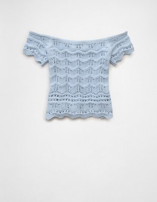 AE Off-the-Shoulder Cropped Sweater Tee