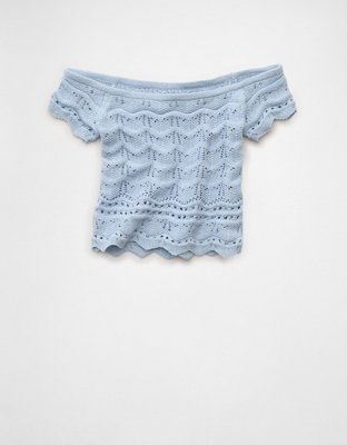 AE Off-the-Shoulder Cropped Sweater Tee