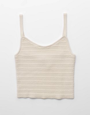 AE Cropped top sin mangas tejido al crochet