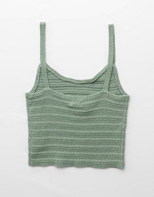 AE Cropped Crochet Knit Tank Top