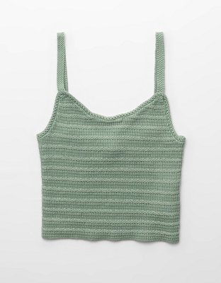 AE Cropped Crochet Knit Tank Top