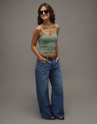 AE Cropped Crochet Knit Tank Top