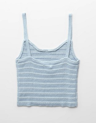AE Cropped Crochet Knit Tank Top
