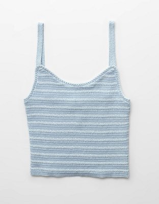AE Cropped Crochet Knit Tank Top