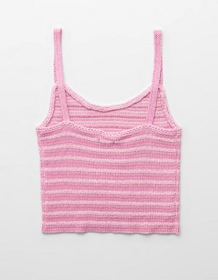 AE Cropped Crochet Knit Tank Top