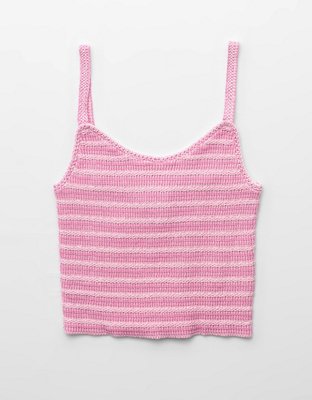 AE Cropped Crochet Knit Tank Top