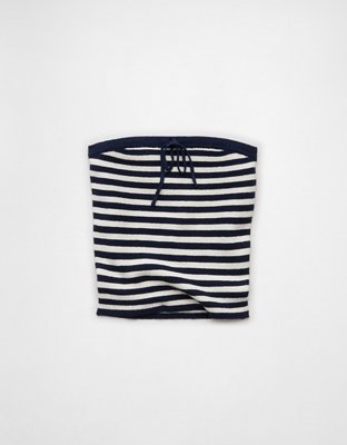 AE Fitted Tie-Front Sweater Tube Top