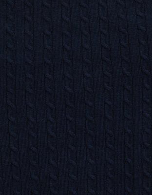 AE Fitted Off-the-Shoulder Cable Knit Sweater
