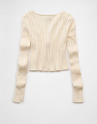AE Tie-Front Cropped Cardigan Sweater