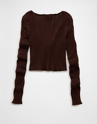 AE Tie-Front Cropped Cardigan Sweater