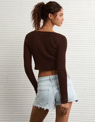 AE Tie-Front Cropped Cardigan Sweater