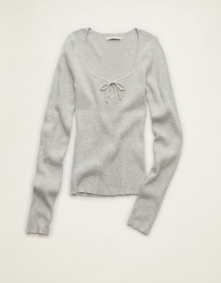 AE Fitted Keyhole Sweater Top