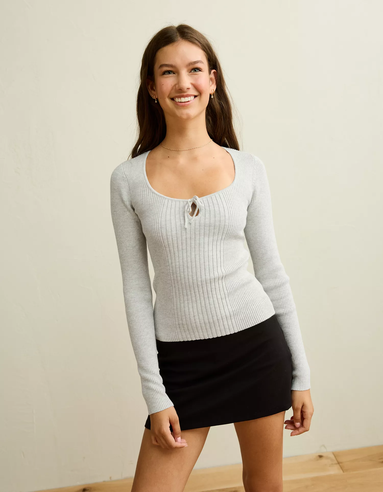 AE Fitted Keyhole Sweater Top - thumbnail 10