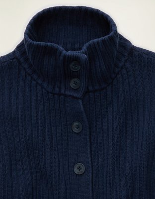 AE Button Up Mock Neck Cardigan Sweater