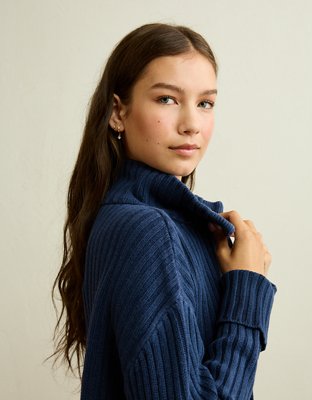 AE Button Up Mock Neck Cardigan Sweater | American Eagle