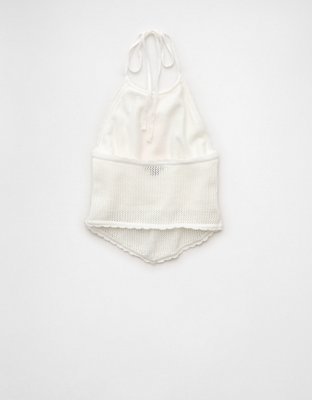 AE Cropped Open-Back Knit Halter Top