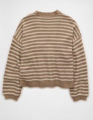 AE Balloon-Sleeve Open-Front Cardigan